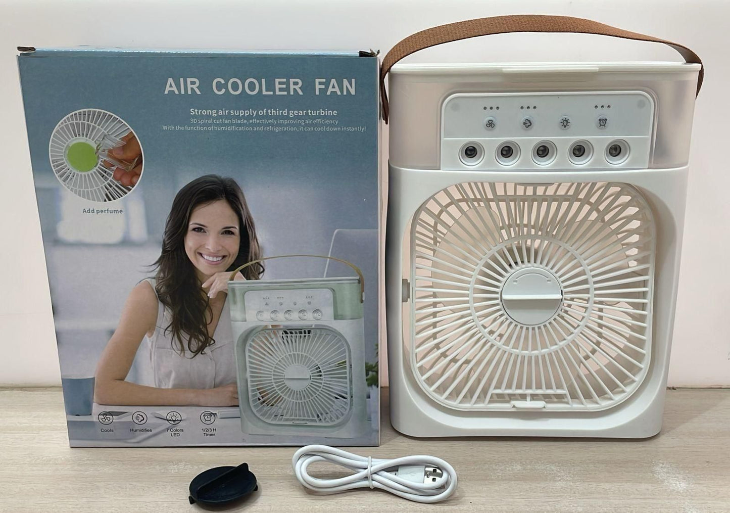4-in-1 Mist Air Cooler – USB Rechargeable Fan
